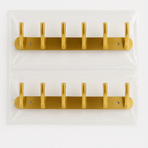 Golden Wall Hanger with Brass Finish Wall Hook Rack – Set of 2