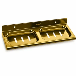 GOLDEN Premium Double Soap Dish Shelf | SS304 Stainless Steel | Heavy Duty Wall Mounted Soap Stand for Bathroom