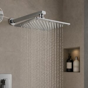 Premium 6x6 Inch Square Sandwich Shower with 15 Inch Arm, Chrome Finish